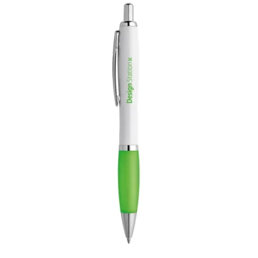 Gift Campaign Penna bianca con gomma antiscivolo colorata inchiostro blu ColorBlanc> Penne Di Plastica