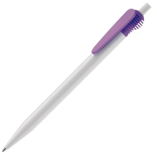 Gift Campaign Penna bianca in plastica con originale clip colorata e inchiostro blu> Penne Di Plastica
