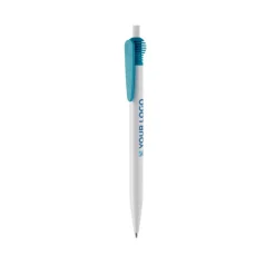 Gift Campaign Penna bianca in plastica con originale clip colorata e inchiostro blu></noscript> Penne Di Plastica