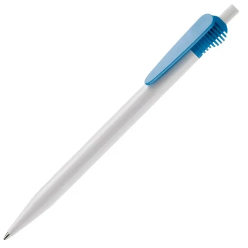 Gift Campaign Penna bianca in plastica con originale clip colorata e inchiostro blu> Penne Di Plastica