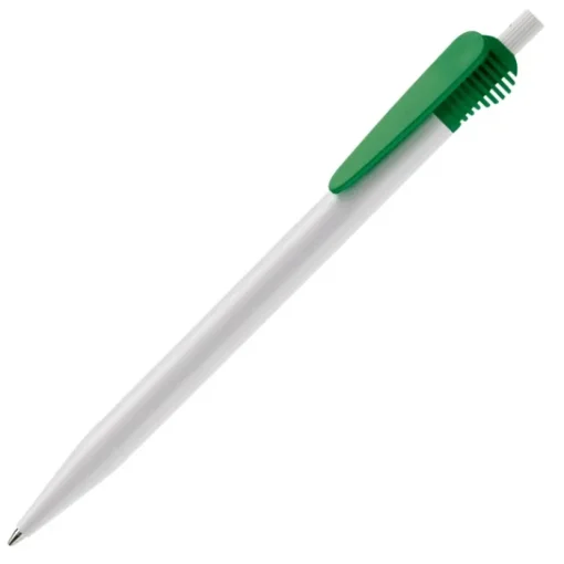 Gift Campaign Penna bianca in plastica con originale clip colorata e inchiostro blu> Penne Di Plastica