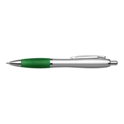 Gift Campaign Penna biro argentata con impugnatura in gomma colorata inchiostro blu> Penne Ecologiche|Penne Di Plastica