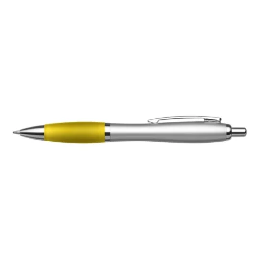 Gift Campaign Penna biro argentata con impugnatura in gomma colorata inchiostro blu> Penne Ecologiche|Penne Di Plastica