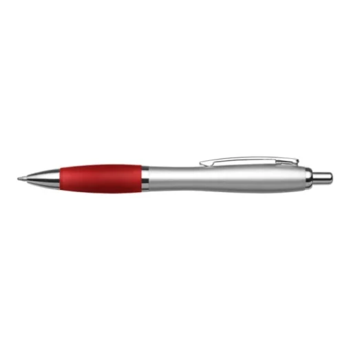 Gift Campaign Penna biro argentata con impugnatura in gomma colorata inchiostro blu> Penne Ecologiche|Penne Di Plastica