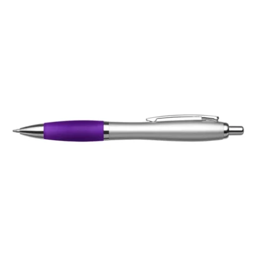 Gift Campaign Penna biro argentata con impugnatura in gomma colorata inchiostro blu> Penne Ecologiche|Penne Di Plastica