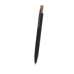 Gift Campaign Penna blu a pulsante in alluminio riciclato con corpo in sughero> Penne In Metallo