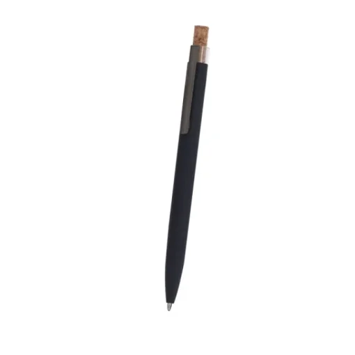 Gift Campaign Penna blu a pulsante in alluminio riciclato con corpo in sughero> Penne In Metallo