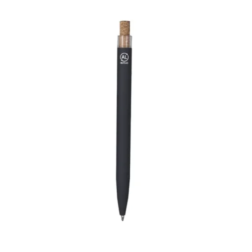 Gift Campaign Penna blu a pulsante in alluminio riciclato con corpo in sughero> Penne In Metallo