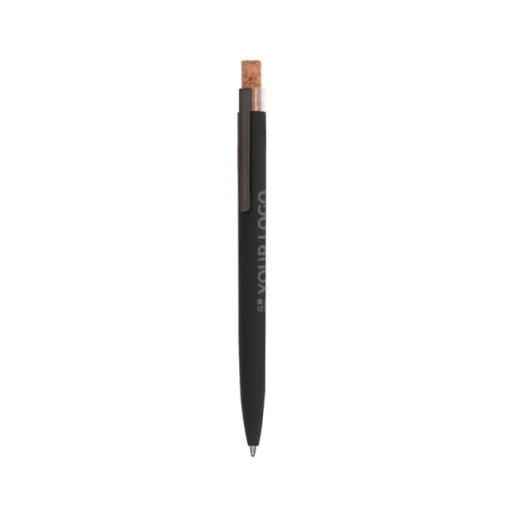 Gift Campaign Penna blu a pulsante in alluminio riciclato con corpo in sughero> Penne In Metallo