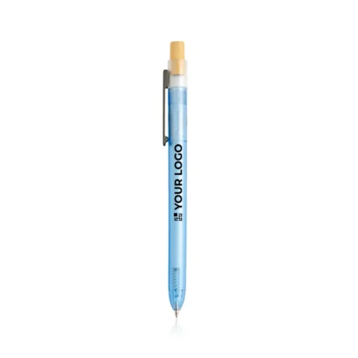 Gift Campaign Penna blu in plastica raccolta in zone costiere con pulsante in bambù> Penne Ecologiche|Penne Di Plastica