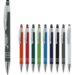 Gift Campaign Penna con finitura soft-touch 3 anelli argentati e inchiostro blu></noscript> Penne In Metallo