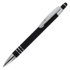 Gift Campaign Penna con finitura soft-touch 3 anelli argentati e inchiostro blu></noscript> Penne In Metallo