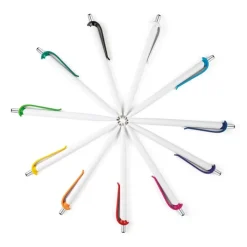 Gift Campaign Penna di plastica bianca con clip in vari colori e inchiostro blu> Penne Di Plastica