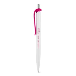 Gift Campaign Penna di plastica bianca con clip in vari colori e inchiostro blu> Penne Di Plastica