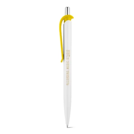 Gift Campaign Penna di plastica bianca con clip in vari colori e inchiostro blu> Penne Di Plastica
