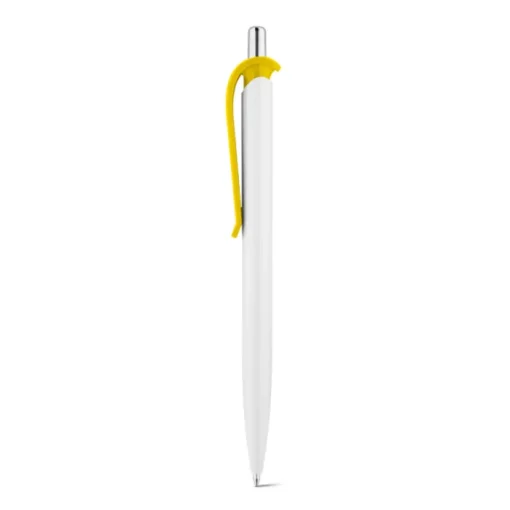 Gift Campaign Penna di plastica bianca con clip in vari colori e inchiostro blu> Penne Di Plastica