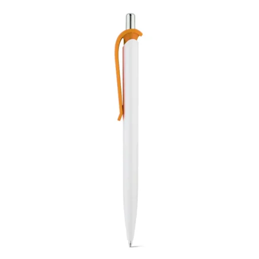 Gift Campaign Penna di plastica bianca con clip in vari colori e inchiostro blu> Penne Di Plastica