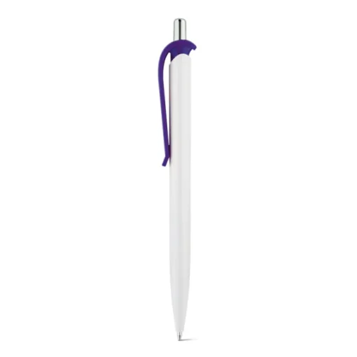 Gift Campaign Penna di plastica bianca con clip in vari colori e inchiostro blu> Penne Di Plastica
