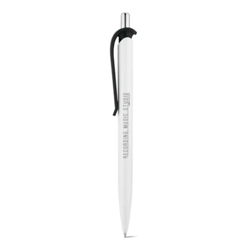 Gift Campaign Penna di plastica bianca con clip in vari colori e inchiostro blu> Penne Di Plastica