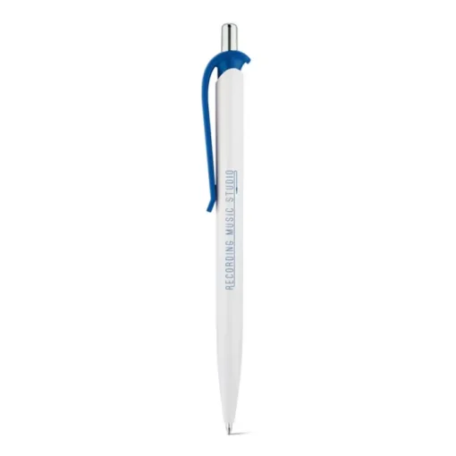 Gift Campaign Penna di plastica bianca con clip in vari colori e inchiostro blu> Penne Di Plastica