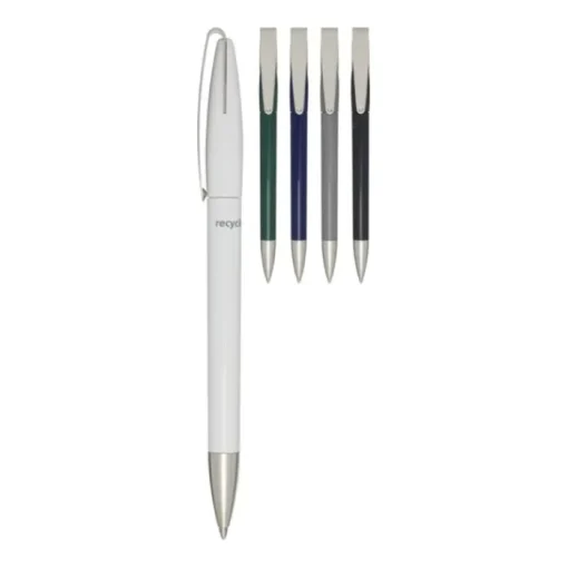Gift Campaign Penna di plastica riciclata con clip e punta argentate, inchiostro blu> Penne Di Plastica
