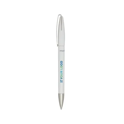 Gift Campaign Penna di plastica riciclata con clip e punta argentate, inchiostro blu> Penne Di Plastica
