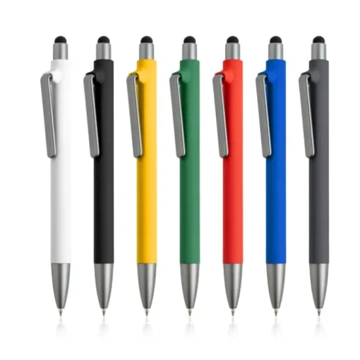 Gift Campaign Penna eco blu in plastica riutilizzabile con rivestimento gommato> Penne Ecologiche|Penne Di Plastica