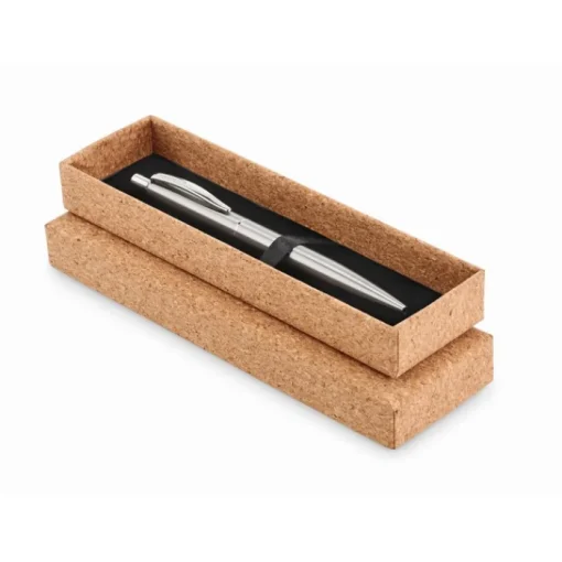 Gift Campaign Penna in acciaio con scatola di sughero inchiostro blu CorkAlu> Penne Ecologiche