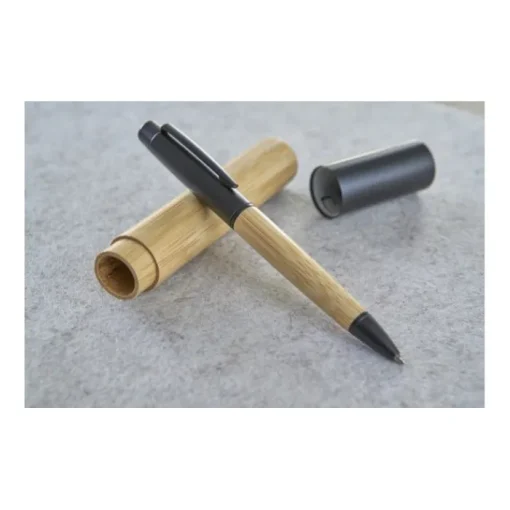 Gift Campaign Penna in acciaio inox con impugnatura in bambù e inchiostro blu> Penne In Metallo