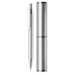 Gift Campaign Penna in alluminio con astuccio cilindrico abbinato inchiostro blu></noscript> Penne In Metallo