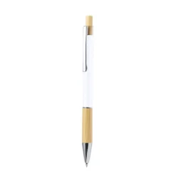 Gift Campaign Penna in alluminio con pulsante e dettaglio in bambù ed inchiostro blu></noscript> Penne In Metallo
