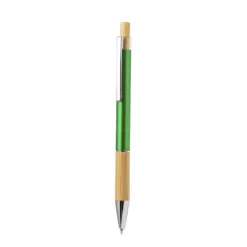 Gift Campaign Penna in alluminio con pulsante e dettaglio in bambù ed inchiostro blu></noscript> Penne In Metallo