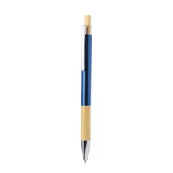 Gift Campaign Penna in alluminio con pulsante e dettaglio in bambù ed inchiostro blu></noscript> Penne In Metallo