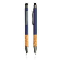 Gift Campaign Penna in alluminio e sughero con finitura in gomma e inchiostro blu></noscript> Penne Ecologiche