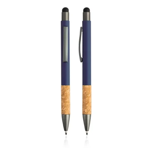 Gift Campaign Penna in alluminio e sughero con finitura in gomma e inchiostro blu> Penne Ecologiche