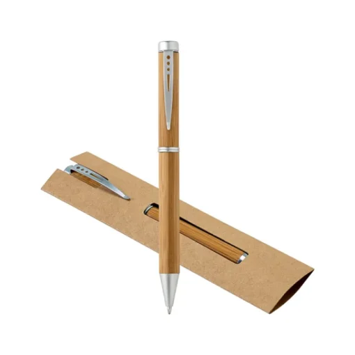 Gift Campaign Penna in bambù con meccanismo twist, clip in metallo e inchiostro blu> Penne Ecologiche