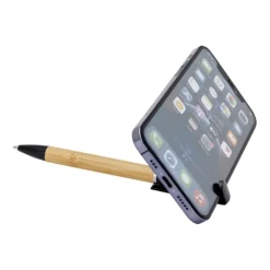 Gift Campaign Penna in bambù con supporto per telefono incorporato e inchiostro blu></noscript> Penne Ecologiche