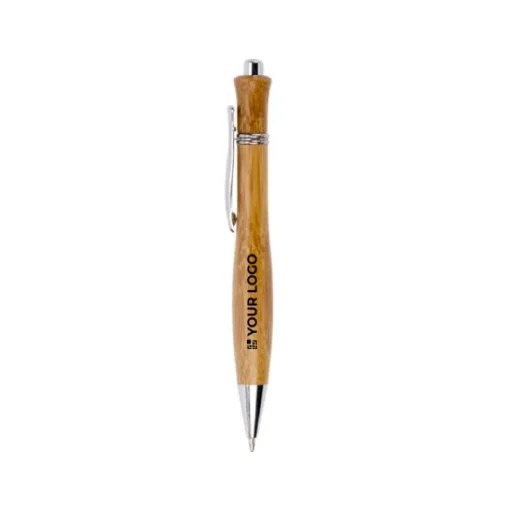 Gift Campaign Penna in legno con logo dai dettagli in metallo inchiostro nero Curvy> Penne Ecologiche