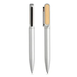 Gift Campaign Penna in metallo e bambù con meccanismo a rotazione e inchiostro blu></noscript> Penne In Metallo