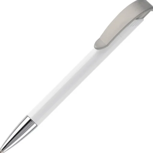 Gift Campaign Penna in plastica bianca con dettagli sul pulsante> Penne Di Plastica