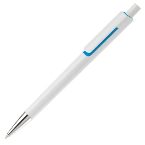 Gift Campaign Penna in plastica bianca con colore sotto la clip e inchiostro blu> Penne Di Plastica