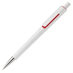 Gift Campaign Penna in plastica bianca con colore sotto la clip e inchiostro blu></noscript> Penne Di Plastica