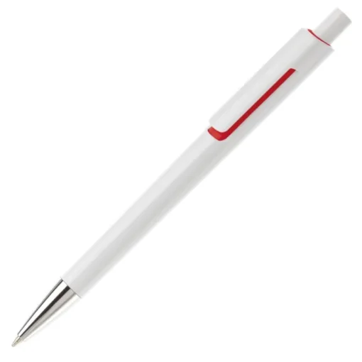 Gift Campaign Penna in plastica bianca con colore sotto la clip e inchiostro blu> Penne Di Plastica