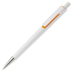 Gift Campaign Penna in plastica bianca con colore sotto la clip e inchiostro blu></noscript> Penne Di Plastica