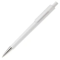 Gift Campaign Penna in plastica bianca con colore sotto la clip e inchiostro blu></noscript> Penne Di Plastica