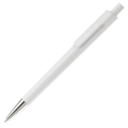 Gift Campaign Penna in plastica bianca con colore sotto la clip e inchiostro blu> Penne Di Plastica
