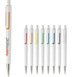 Gift Campaign Penna in plastica bianca con colore sotto la clip e inchiostro blu></noscript> Penne Di Plastica