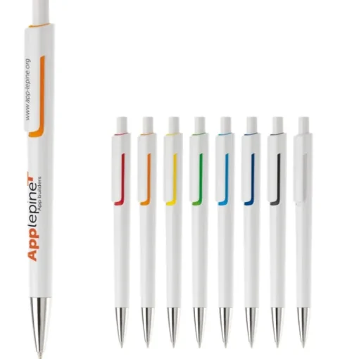 Gift Campaign Penna in plastica bianca con colore sotto la clip e inchiostro blu> Penne Di Plastica