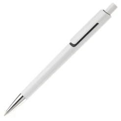 Gift Campaign Penna in plastica bianca con colore sotto la clip e inchiostro blu></noscript> Penne Di Plastica
