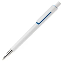 Gift Campaign Penna in plastica bianca con colore sotto la clip e inchiostro blu></noscript> Penne Di Plastica